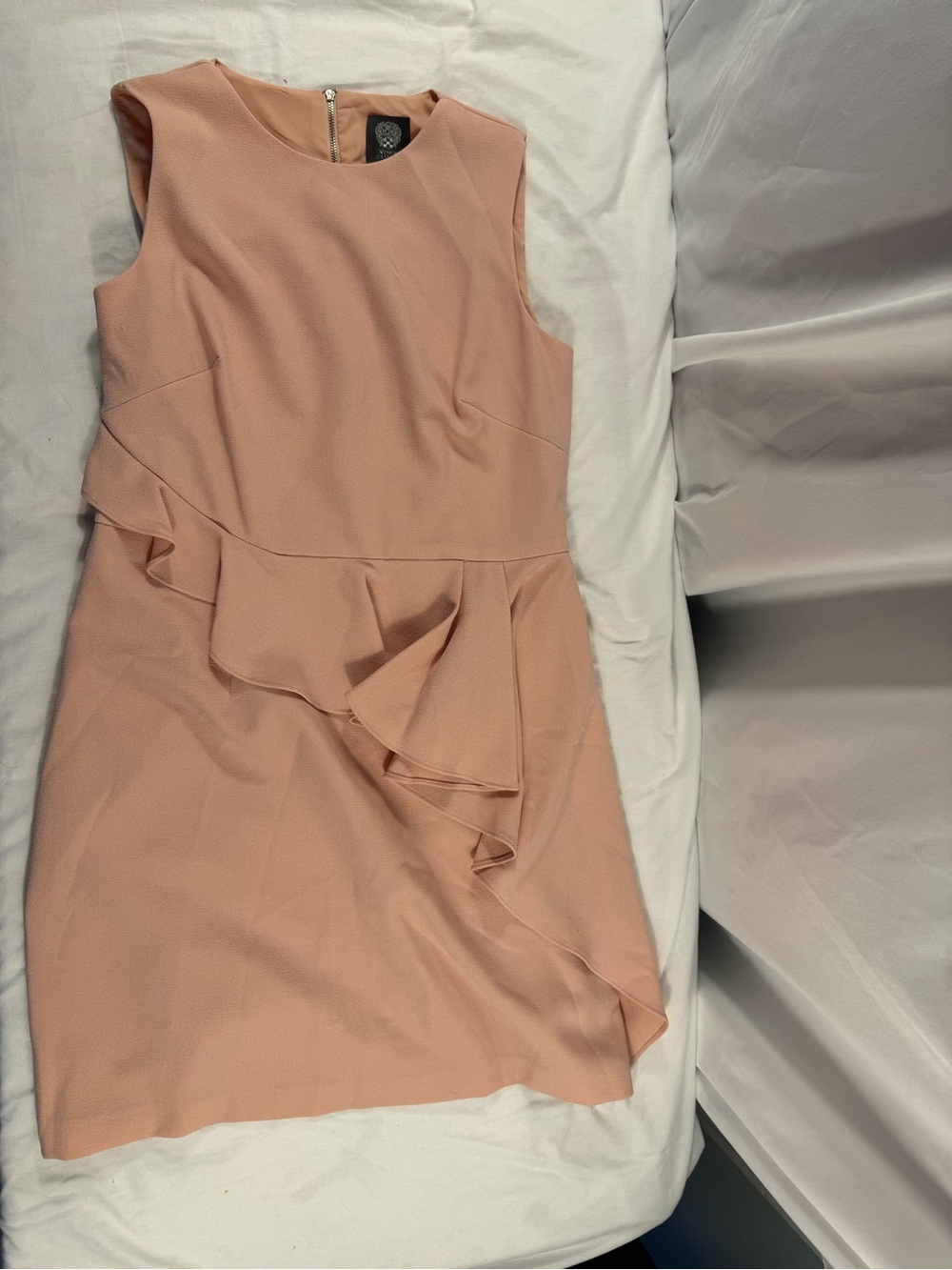 Vince Camuto Blush Pink Sleeveless Ruffle Sheath Dress Size 12 Special Occasion